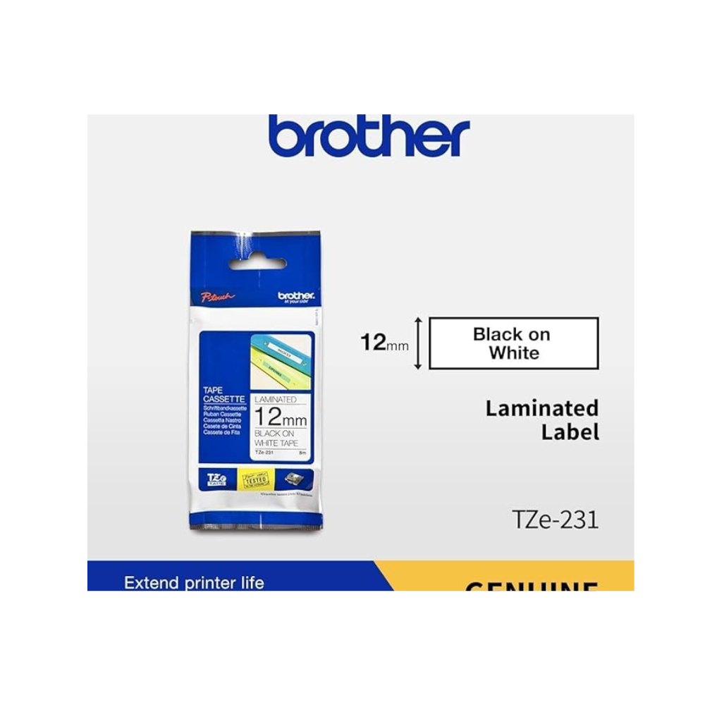 Brother TZe-231 P-Touch 12mm Labelling Tape - AWRO STORE