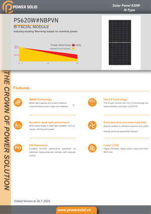 Power Solid Solar Panel 620W Bifacial (N Type) 2 - AWRO STORE