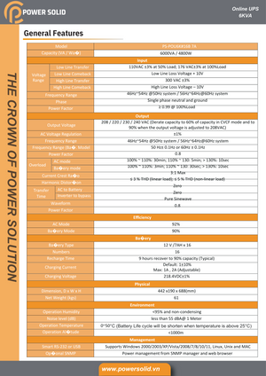 Power Solid Online UPS 6KVA 4800W - AWRO STORE