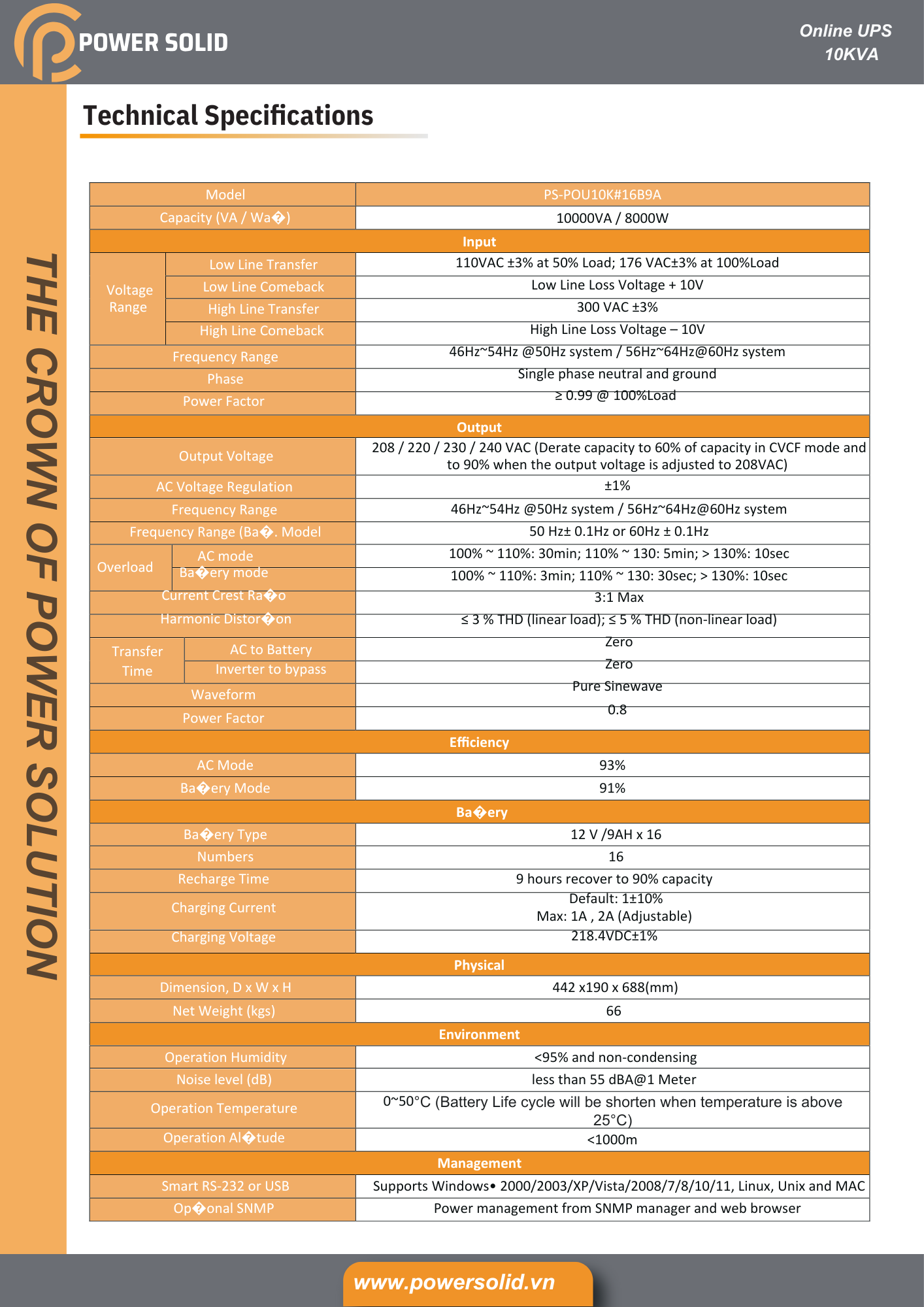 Power Solid Online UPS 10KVA 8000W - AWRO STORE