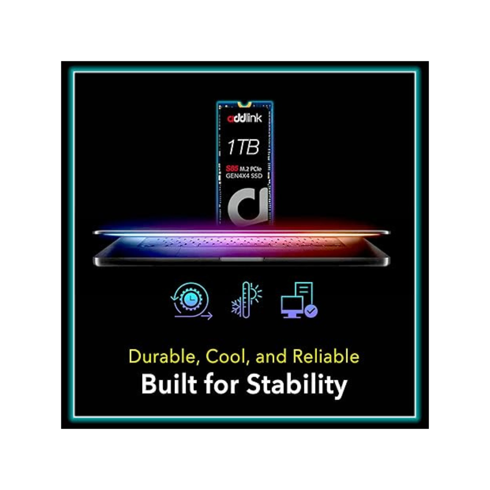 محرك أقراص الحالة الصلبة Addlink S85 بسعة 1 تيرابايت من نوع M.2 PCIe NVMe Gen4 لتوسيع الذاكرة 