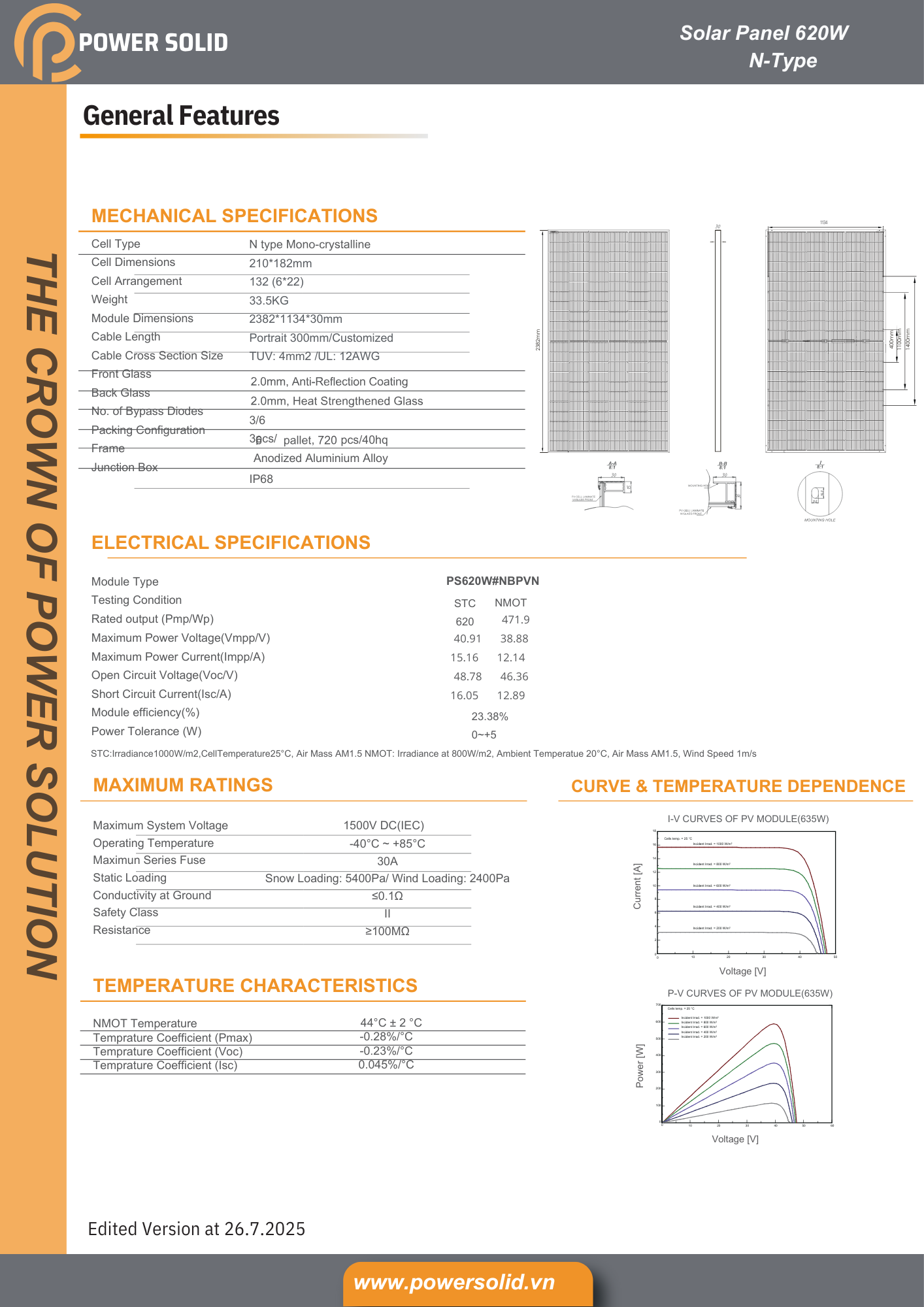 Power Solid Solar Panel 620W Bifacial (N Type) 2 - AWRO STORE