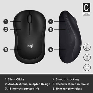Logitech M220 Silent Mouse, Wireless Black