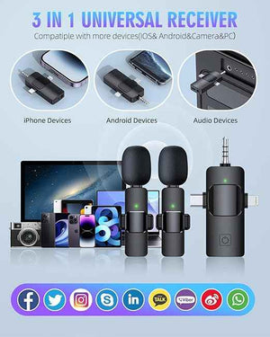 Lavalier K5 Microphones 3 in 1 Wireless
