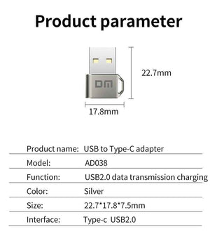 DM USB to Type-C OTG Converter Adapter AD038