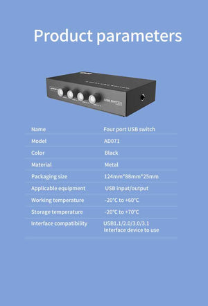 DM USB2.0 Printer Sharing Switcher 4 IN 1 AD071