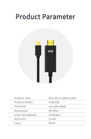 DM Mini DisplayPort to HDMI Cable Converter CHB039