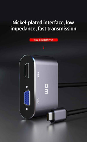 DM Type-C to 4K HDMI 1080P VGA Converter CHB016