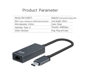 DM Type-C to RJ45 Gigabit Ethernet CHB017