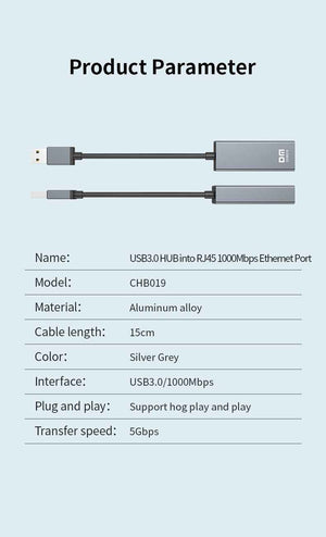 DM USB 3.0 to RJ45 Gigabit Ethernet CHB019