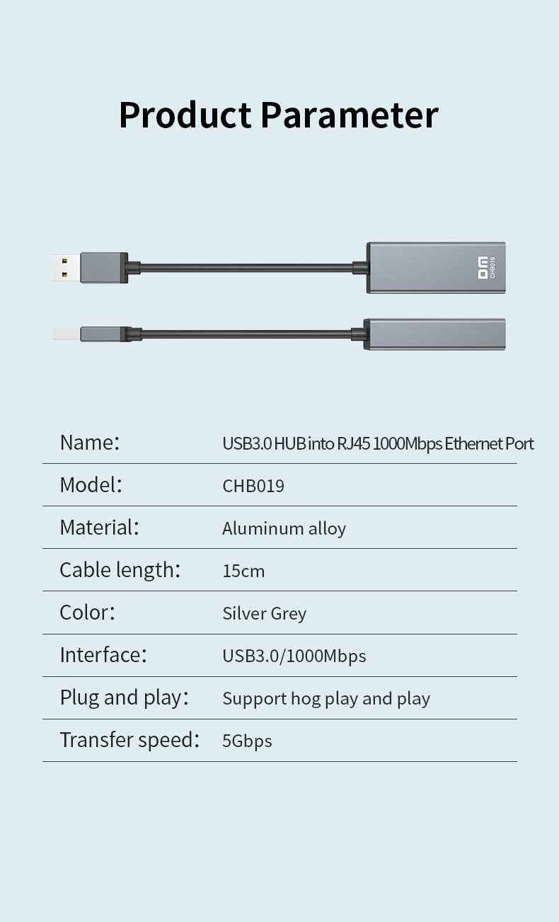DM USB 3.0 to RJ45 Gigabit Ethernet CHB019