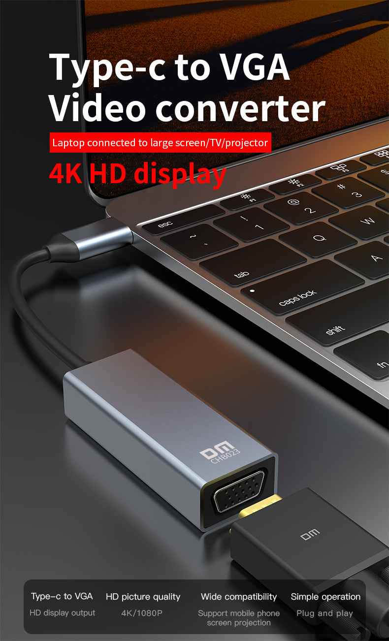 DM Type-C to VGA 1080P 60Hz Converter CHB023