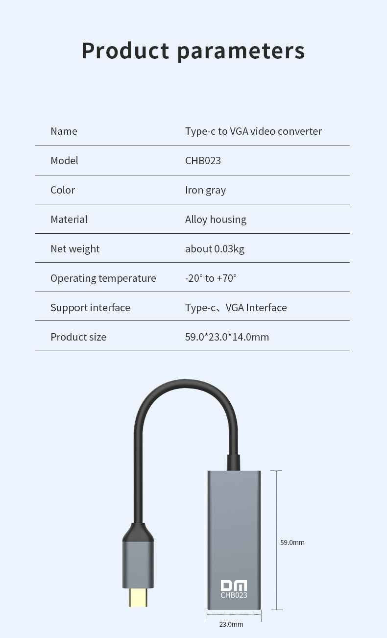 DM Type-C to VGA 1080P 60Hz Converter CHB023