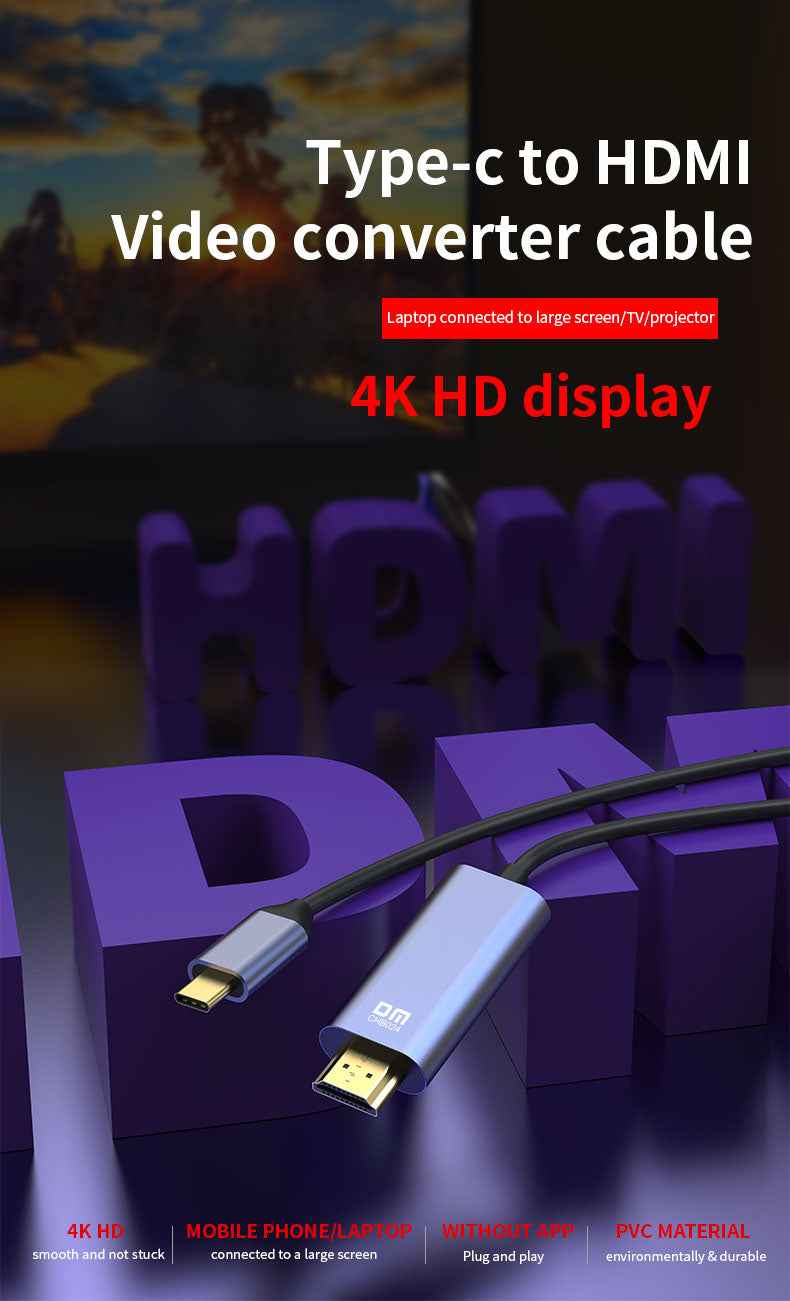 DM Type-C to HDMI 4K 30Hz Converter Cable CHB024