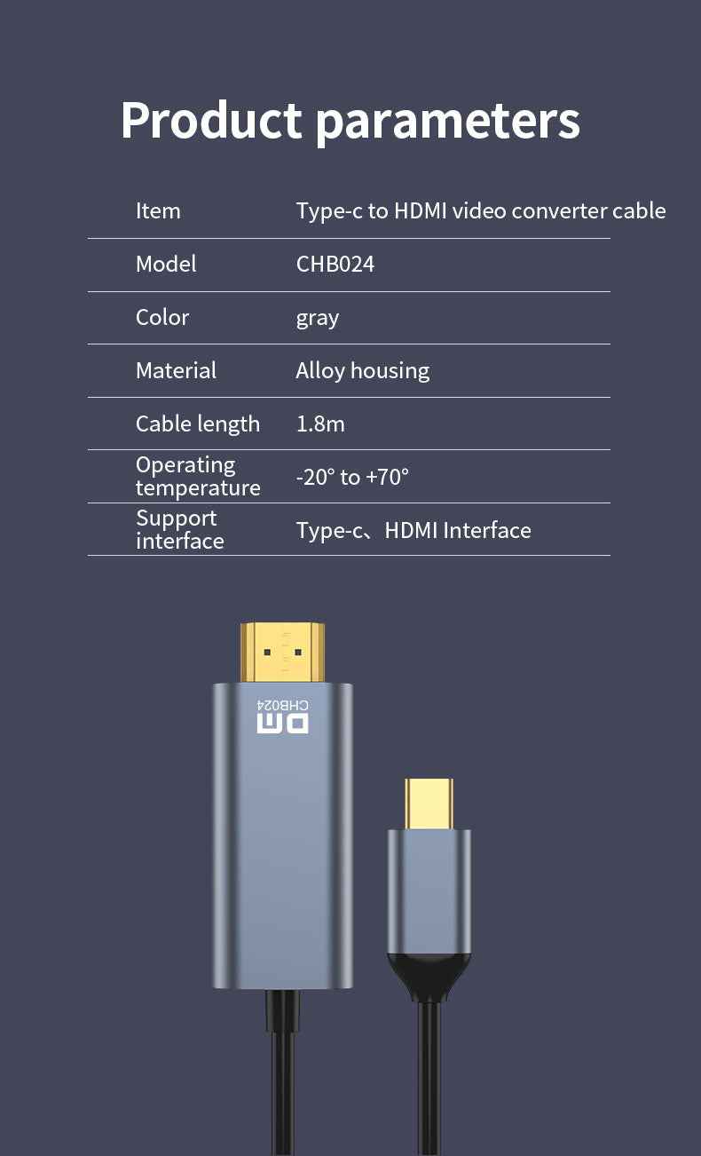 DM Type-C to HDMI 4K 30Hz Converter Cable CHB024
