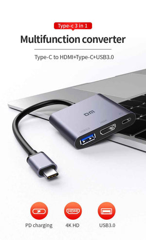 DM Type-C to 4K HDMI USB 3.0 PD Converter CHB026