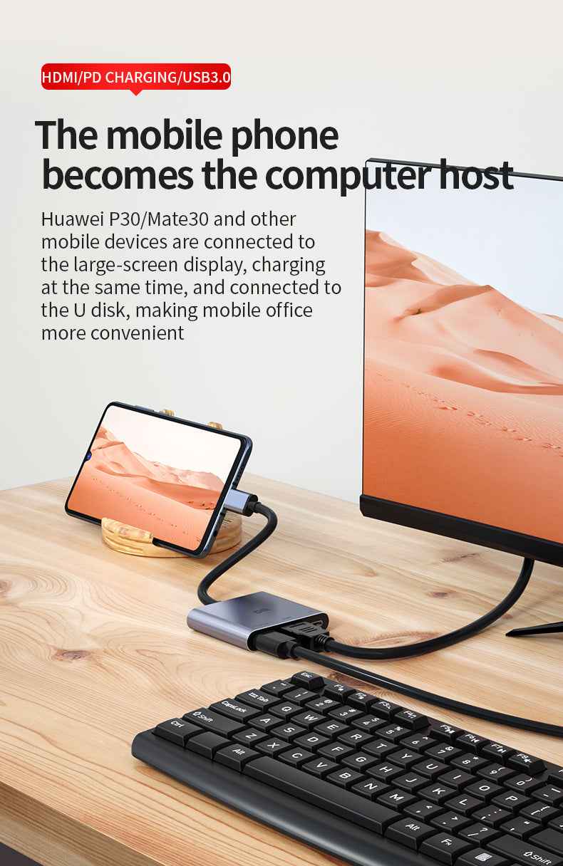 DM Type-C to 4K HDMI USB 3.0 PD Converter CHB026