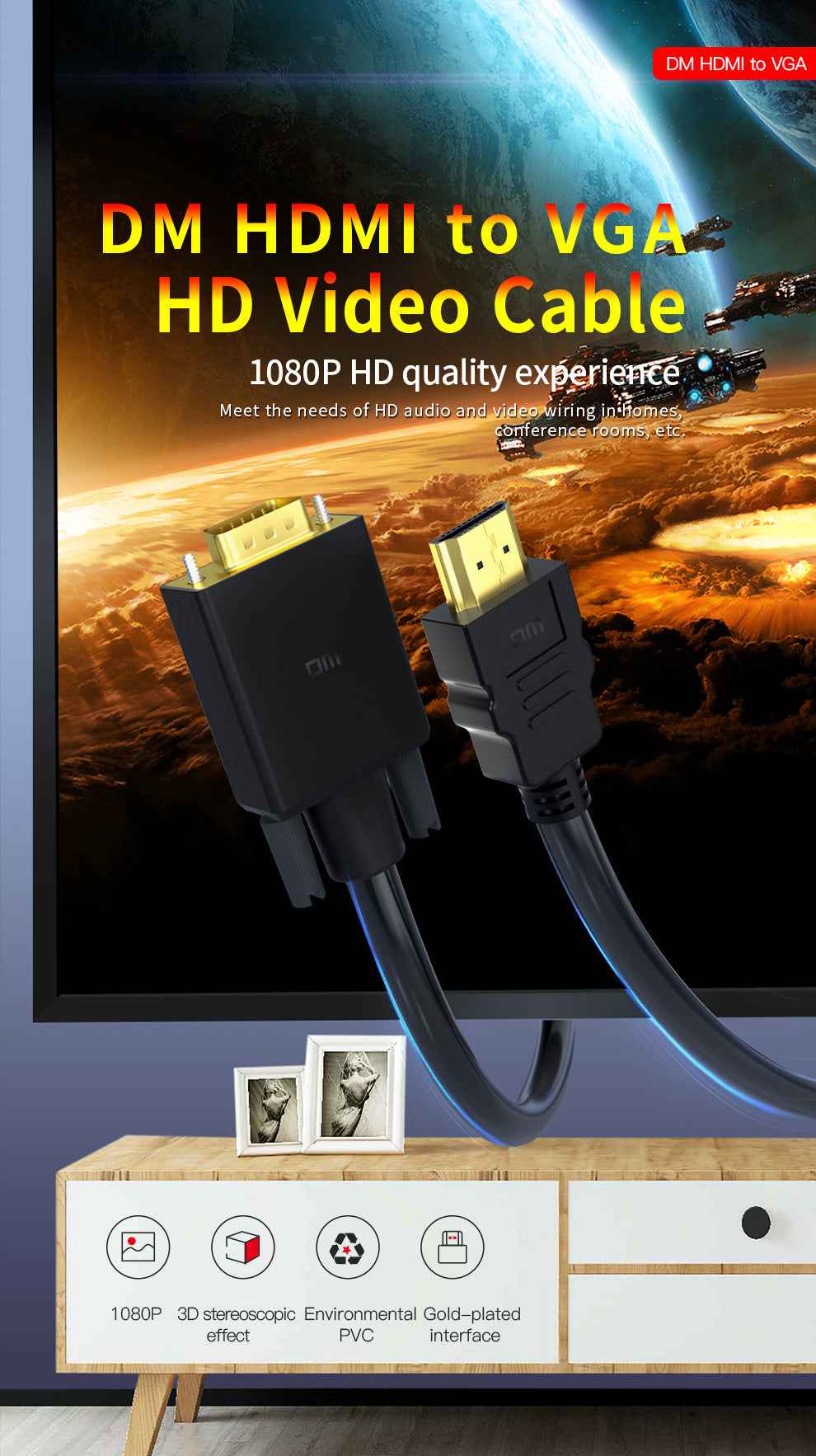 DM Cable HDMI To VGA Converter CHB033