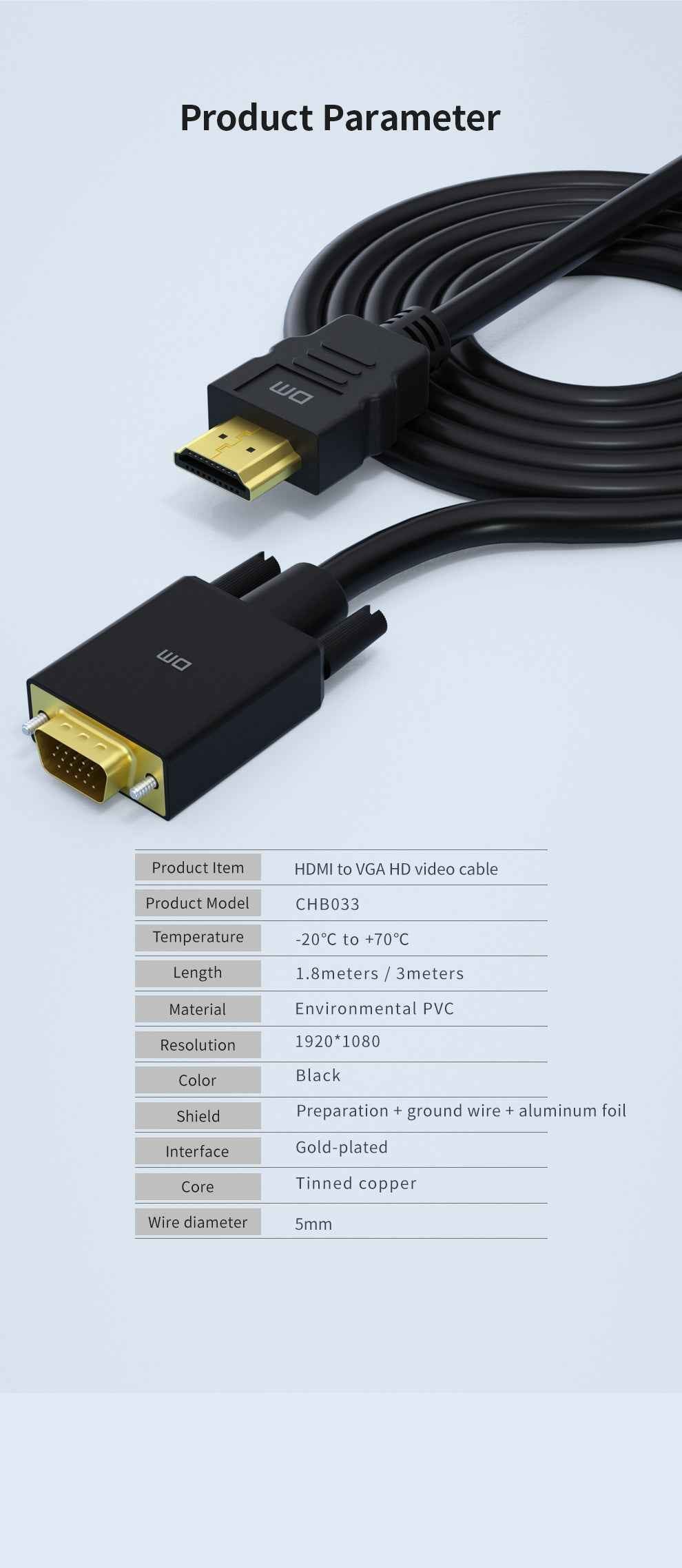 DM Cable HDMI To VGA Converter CHB033