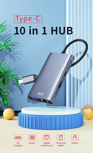 DM Type-C TO 10 Port HUB CHB055