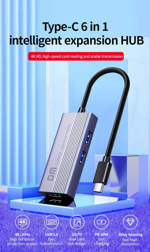 DM Type C 6 in 1 Hub CHB059
