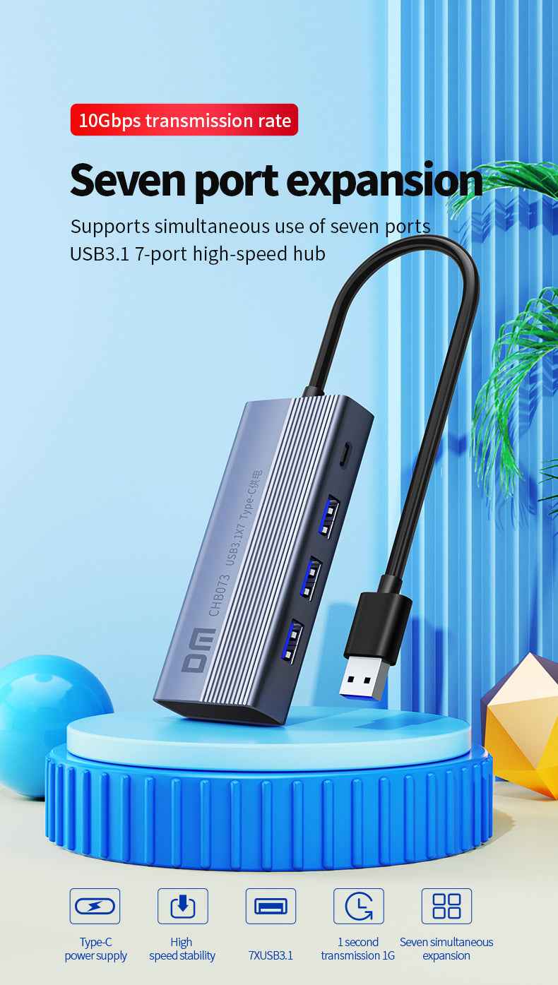DM USB Hub 3.1 7 Port with Type C Power CHB073