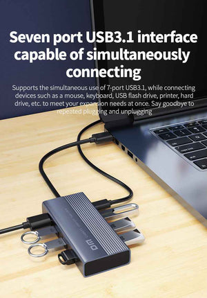 DM USB Hub 3.1 7 Port with Type C Power CHB073
