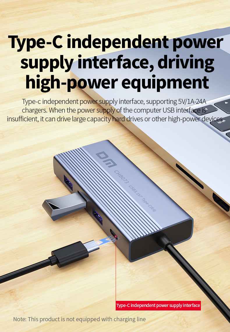 DM USB Hub 3.1 7 Port with Type C Power CHB073