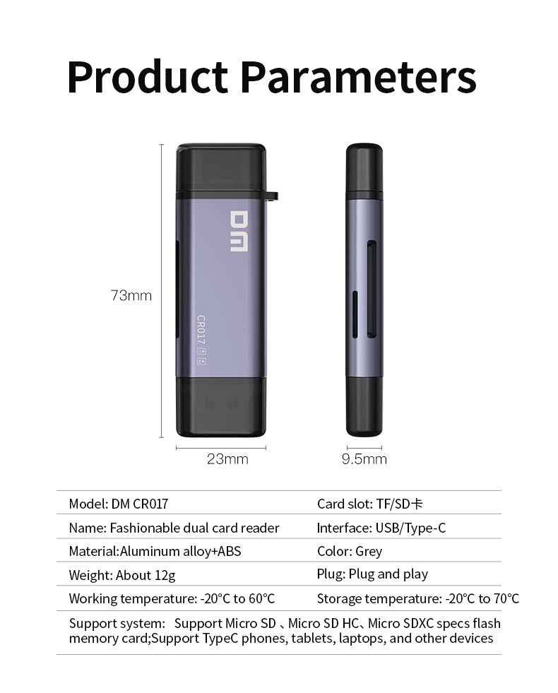 DM Card Reader USB2.0 +Type C CR017