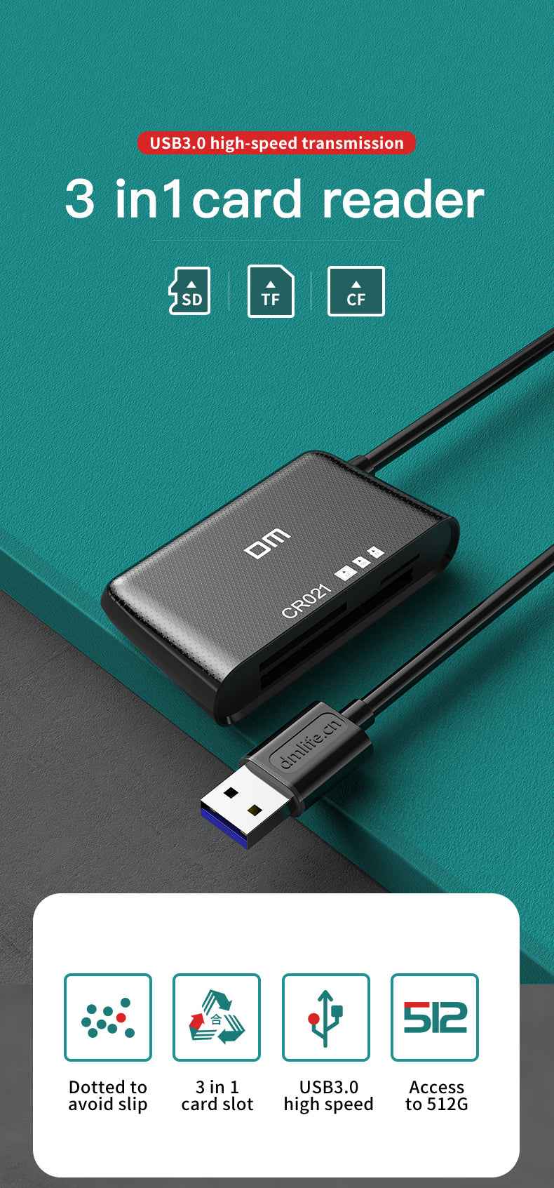 DM Card Reade 3 IN 1  USB CR021