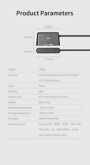 DM Card Reade 3 IN 1  USB CR021