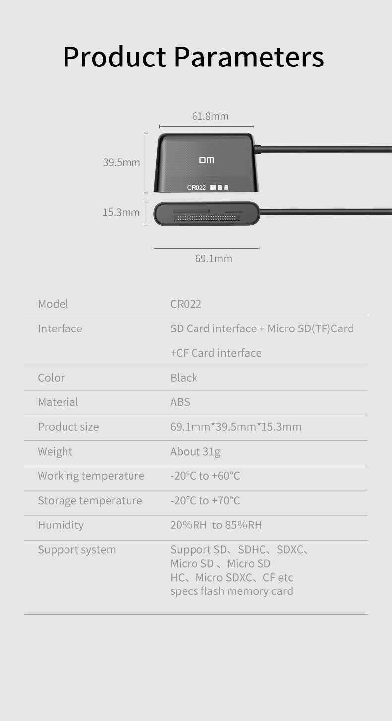 DM Card Reade 3 IN 1 Type C CR022