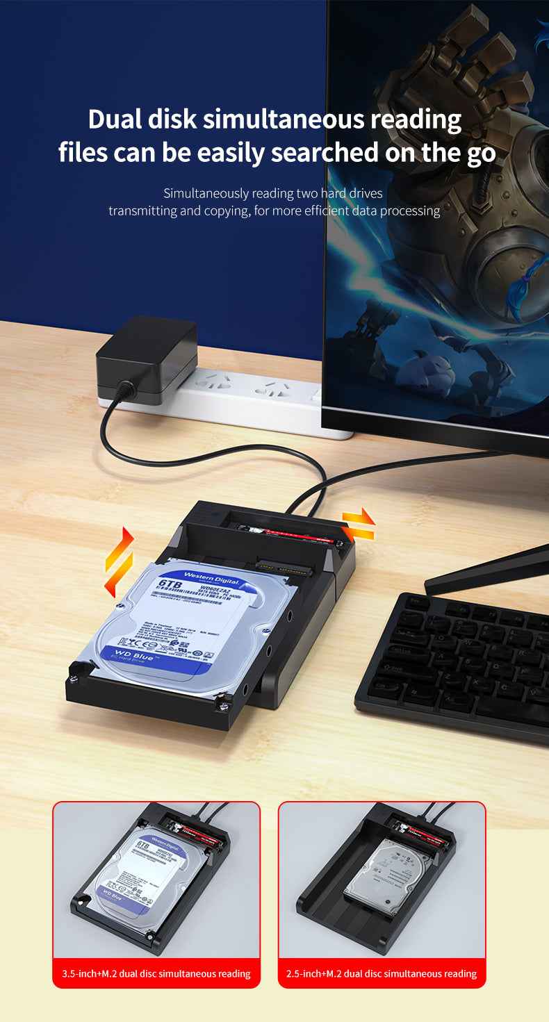 DM Enclosure M.2/SATA Dual-Bay  Docking Station HD055