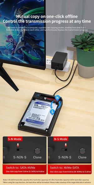 DM Enclosure M.2/SATA Dual-Bay  Docking Station HD055