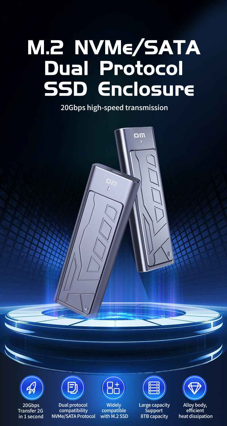 DM Enclosure M.2 NVMe USB 3.1 Gen2 Type-C 20Gbps HD2000