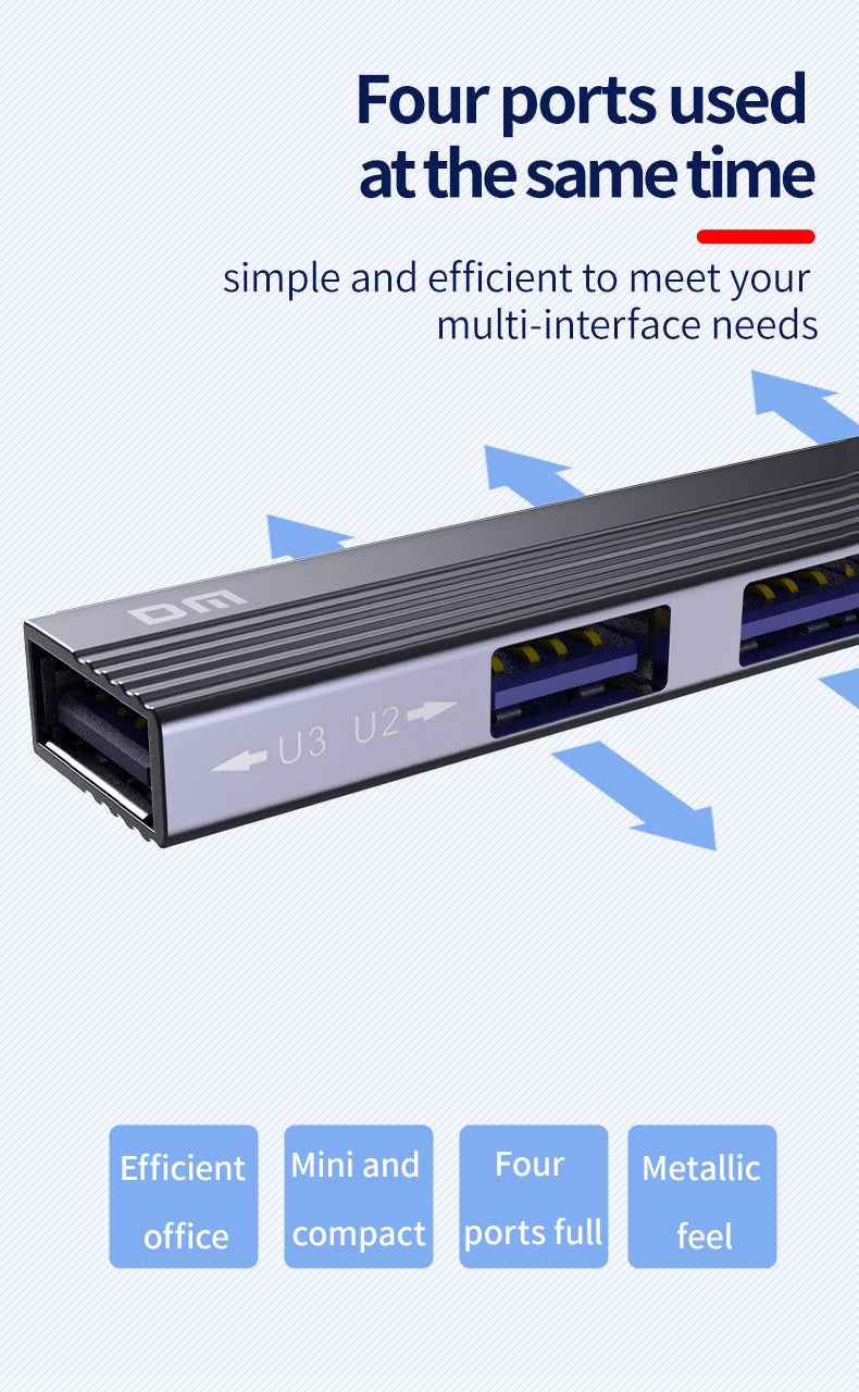 DM Type-C to 4 Ports 3*USB 2.0 1*USB 3.0 Hub CHB057