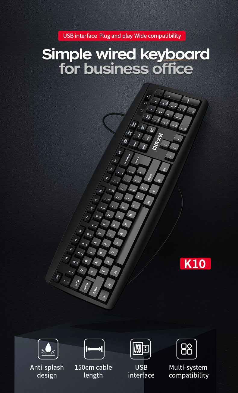 DM Keyboard Black Wired English K10