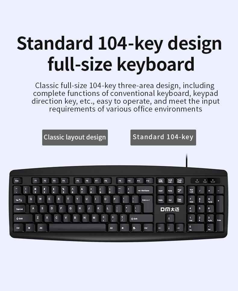 DM Keyboard Black Wired English K10