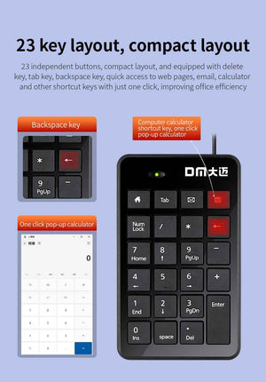 DM K16 Mini Number Keyboard Numpad