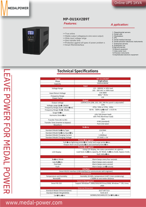 MEDAL POWER 1KV ONLINE UPS 1000VA 800W - AWRO STORE