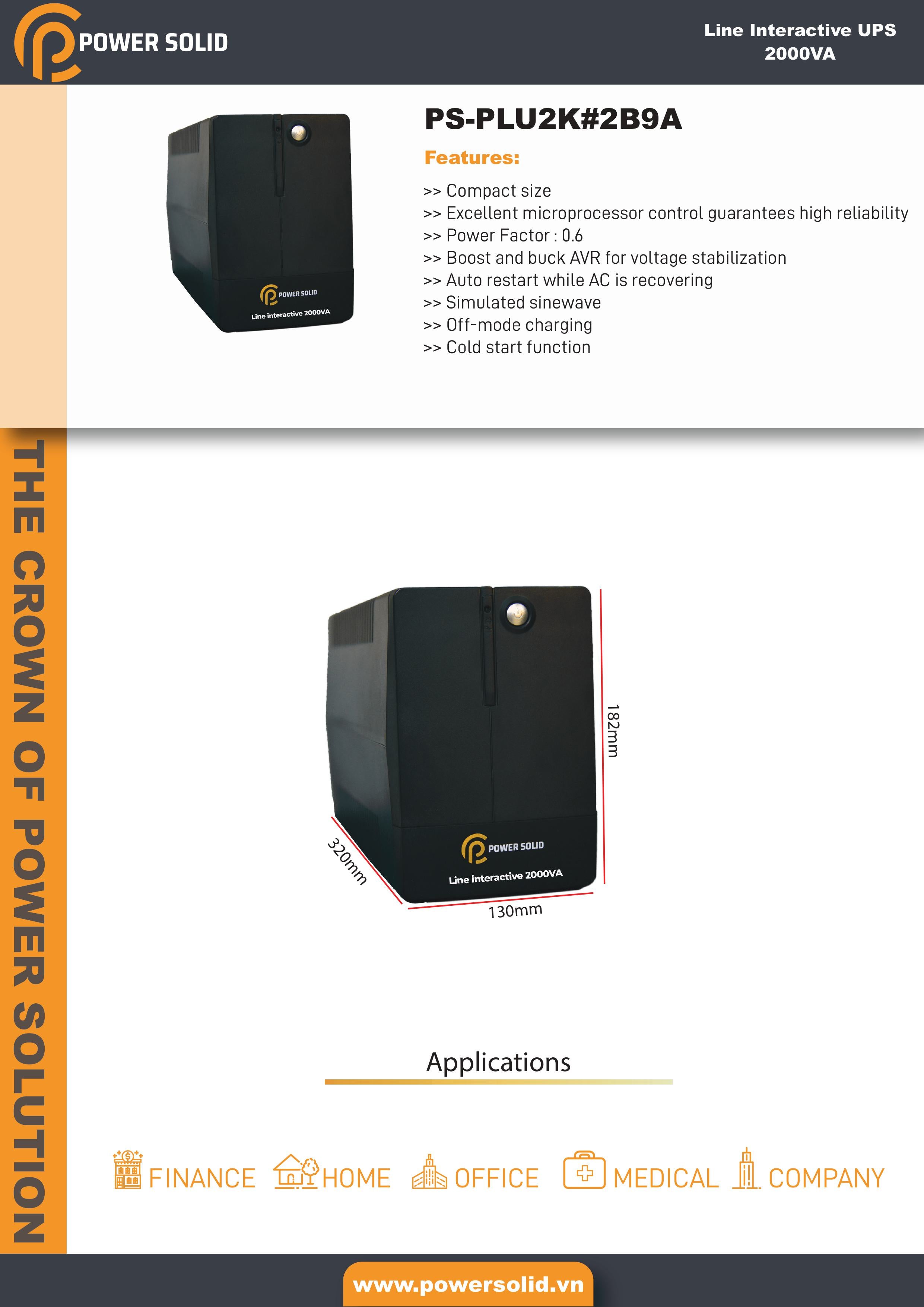 Power Solid Line Interactive UPS 2000VA / 1200W - AWRO STORE