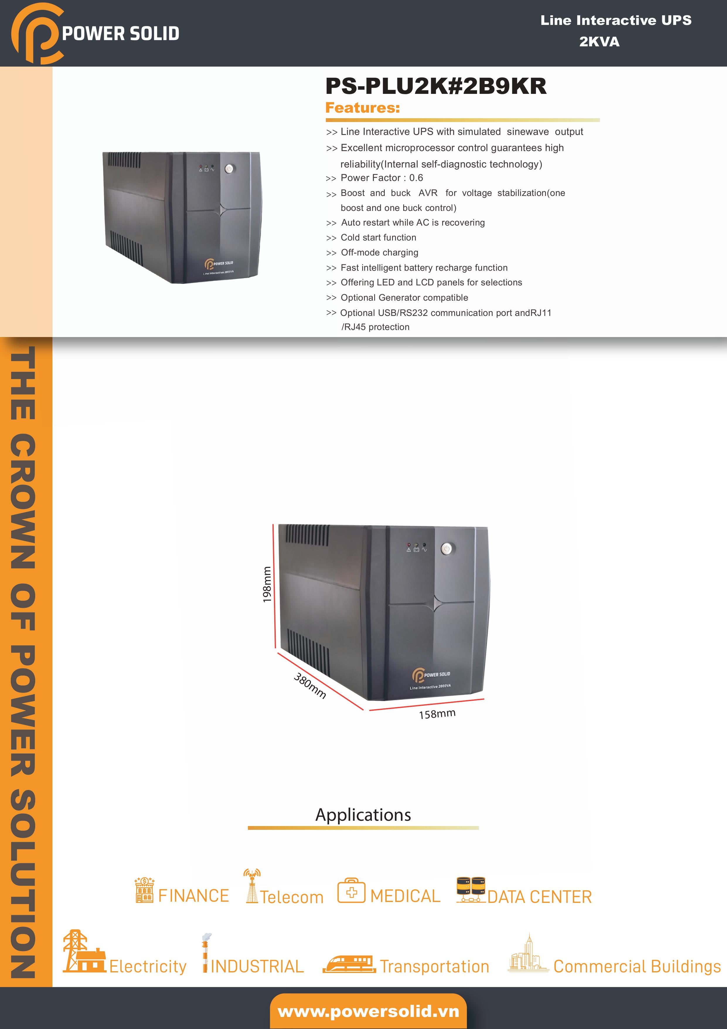 Power Solid Line Interactive UPS 1000VA / 600W - AWRO STORE