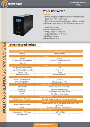 Power Solid Line Interactive UPS 3000VA 1800W - AWRO STORE