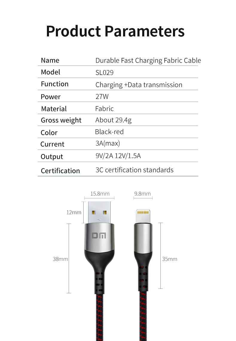 DM USB to Lightning 27W Fast Charging SL029